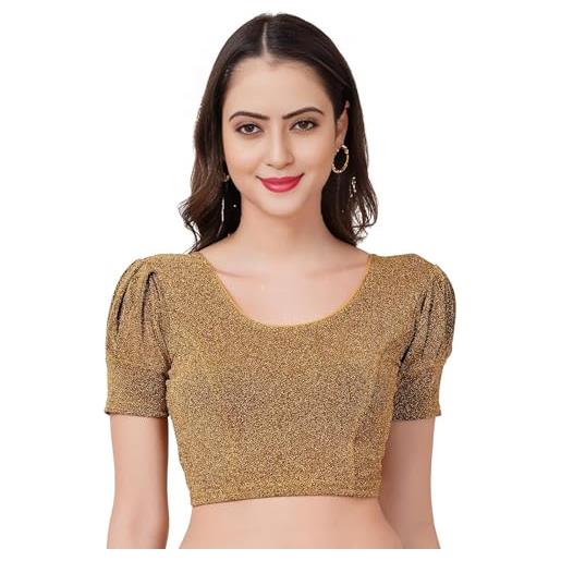IMTRA FASHION camicetta sari elasticizzata in coton miscela per donna top corto brillante choli