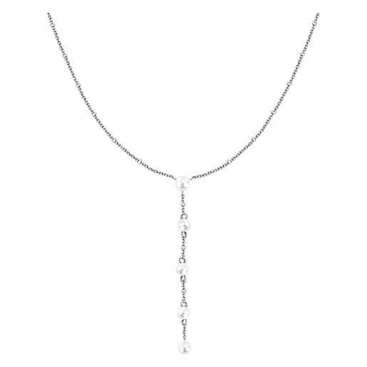 Morellato collana donna in argento 925‰, collezione perle contemporary, perle bianche - sawm02