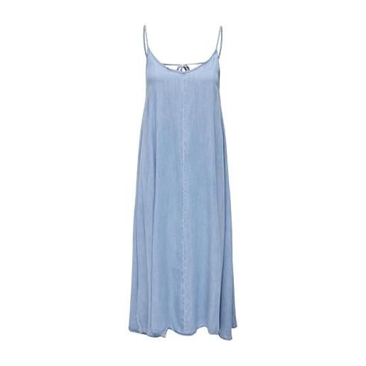 Only abito vestito lungo donna jeans leggero silhouette ampia light blue denim (xs)