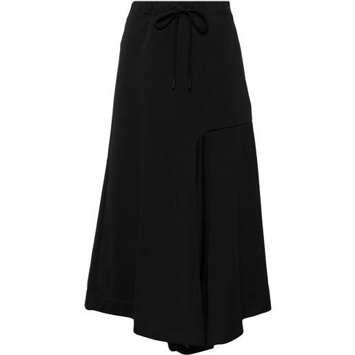 Yohji Yamamoto gonna midi asimmetrica con coulisse - nero