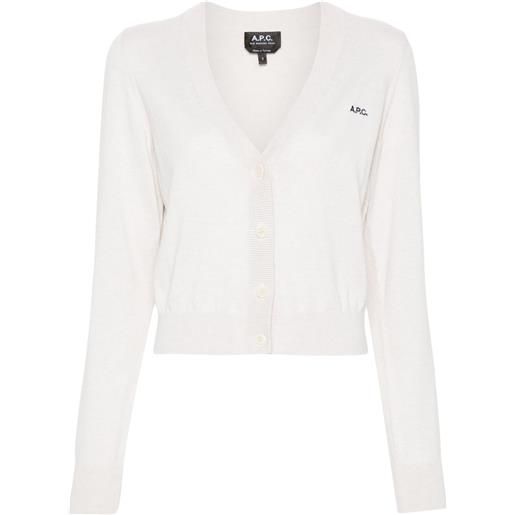 A.P.C. cardigan berenice con ricamo - toni neutri