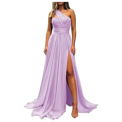 YIANN abito da damigella d'onore da donna, monospalla increspato, abito da sera per matrimonio, lilla, 42