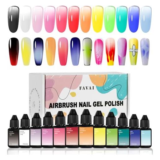 FAVAI 12 colori airbrush gel nail polish - collezione primavera estate 12 * 10ml