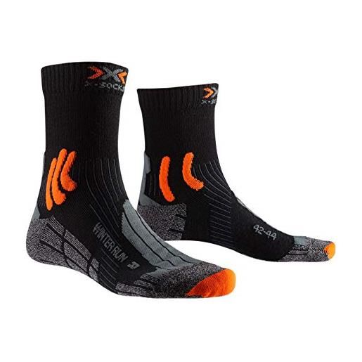 X-Socks winter run 4.0 calze da corsa sportivi uomo donna, unisex - adulto, black/dark grey melange/x-orange, 35/38