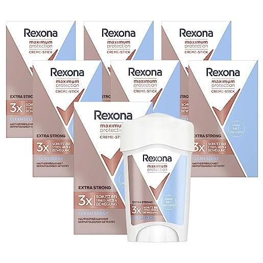 Rexona maximum protection - crema deodorante anti-traspirazione, 48 ore di protezione contro la sudorazione e l'odore del corpo, 45 ml, 7 pezzi
