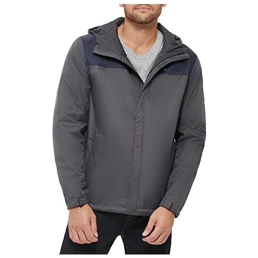 Tommy Hilfiger, giacca antipioggia da uomo, leggera, traspirante, impermeabile, con cappuccio, cachi, x-small