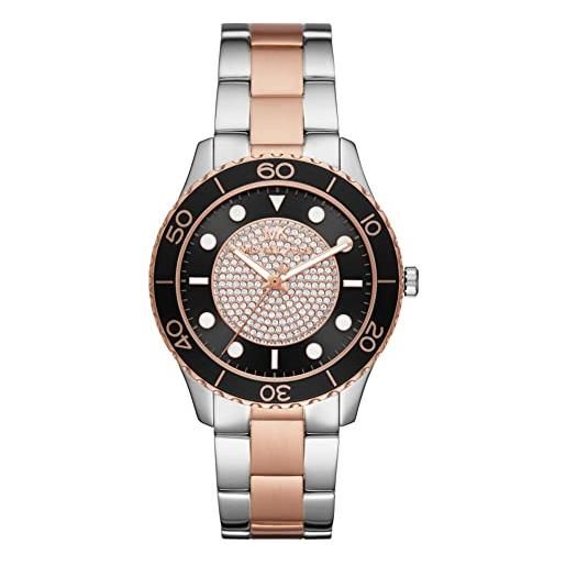 Michael Kors orologio quarzo donna, misura cassa 40.00mm con quadrante multicolore analogico e cinturino bicolore in cinturino in metallo mk6960