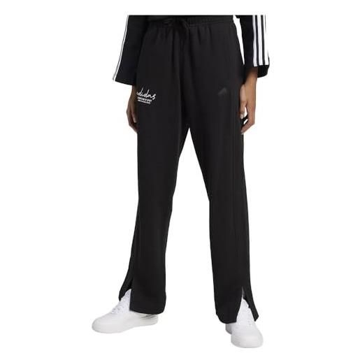 adidas donna signature graphic embroidery french terry straight leg pant, black, l