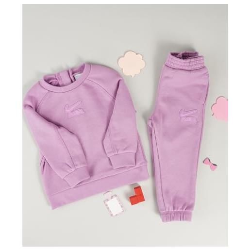 Nike -tuta composta da felpa e pantalone -felpa con cappuccio -felpa con orlo e polsini a coste -felpa con logo pantalone con girovita elastico 18 mesi viola lilla p3r