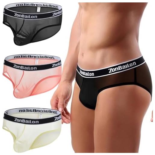 ZAIGELUO slip trasparenti da uomo in rete trasparente sexy biancheria intima da uomo a basso riso, traspiranti e morbide, multi 01, xxxl