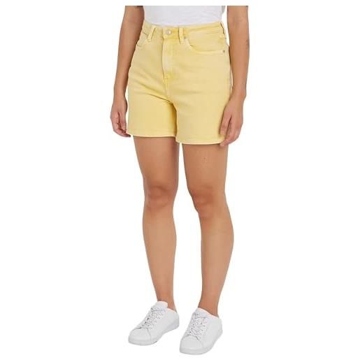 Tommy Hilfiger pantaloncini in jeans donna straight short corti, giallo (dawn yellow), 28w