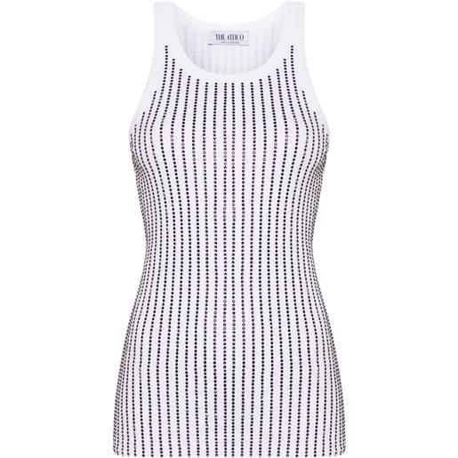 The Attico canotta con decorazione di cristalli - bianco