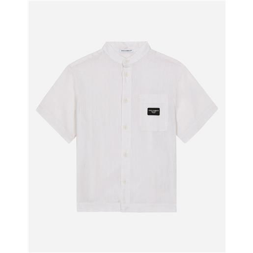 Dolce & Gabbana camicia in lino con placca logata