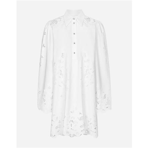 Dolce & Gabbana abito camicia in cotone con ricamo cut out