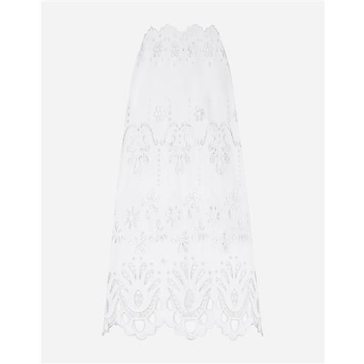 Dolce & Gabbana gonna longuette in cotone ricamo cut out