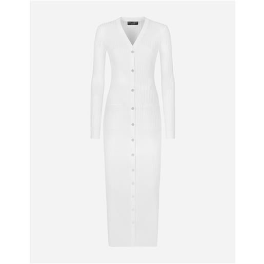 Dolce & Gabbana cardigan lungo a costine in viscosa