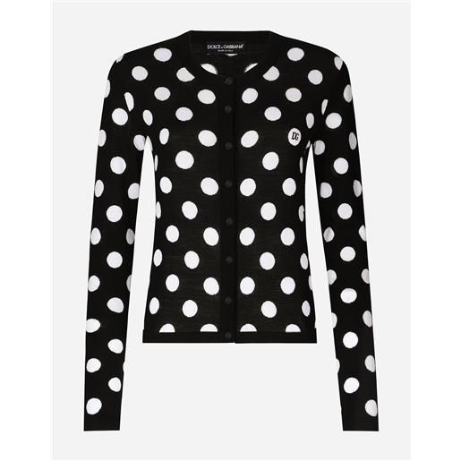 Dolce & Gabbana cardigan a intarsio pois in lana e seta