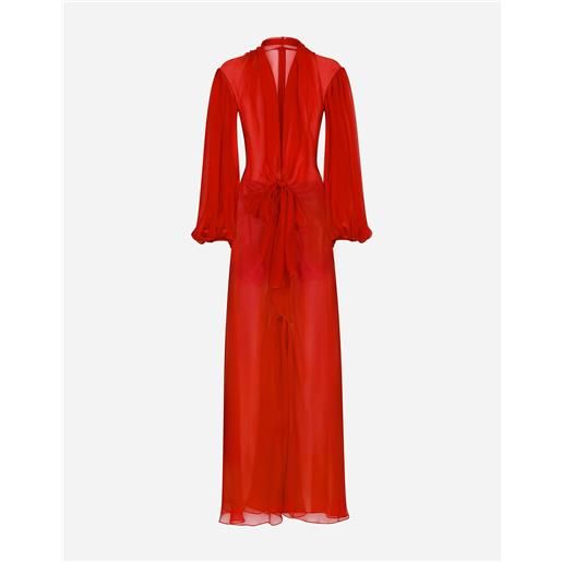 Dolce & Gabbana abito lungo in chiffon di seta con fiocco
