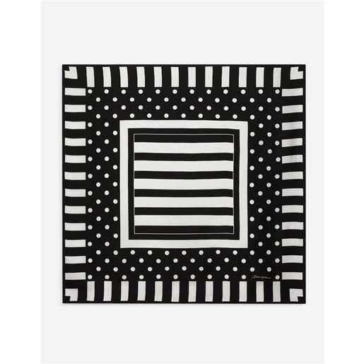 Dolce & Gabbana foulard 90x90 in twill di seta stampa pois e righe