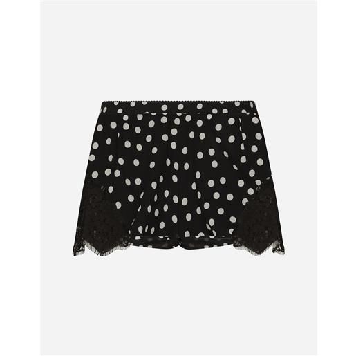 Dolce & Gabbana shorts lingerie in seta stampa pois con pizzo