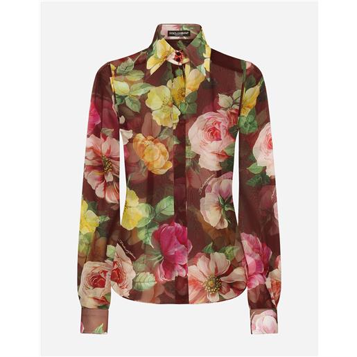 Dolce & Gabbana camicia in chiffon stampa camelia