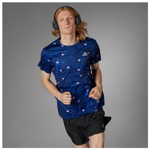 Adidas uomo run it brand love tee, dark blue, m