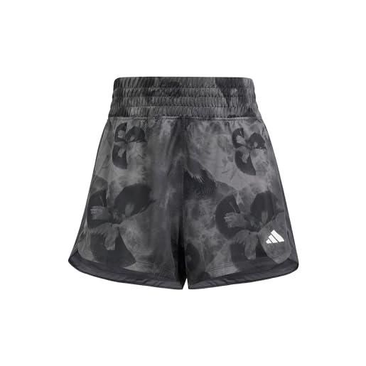 adidas donna pacer essentials aop flower tie-dye knit shorts, grey five, xs