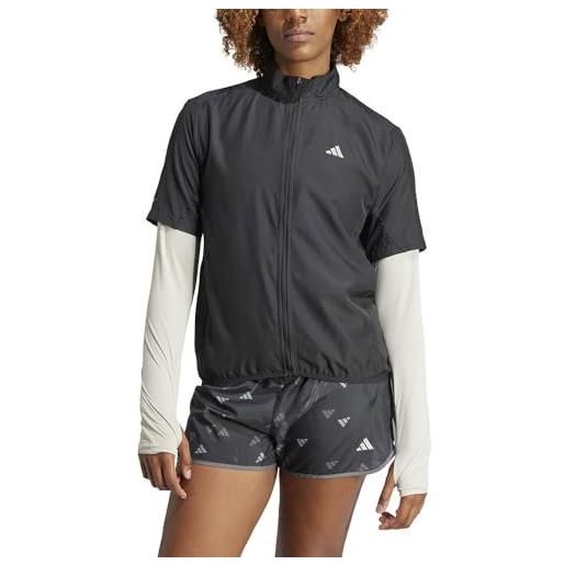 adidas donna run it short sleeve jacket, black, m