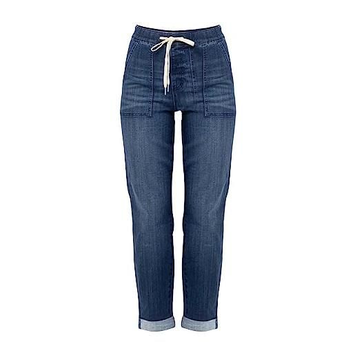 LOIJMK jeans da donna, lunghi, larghi, con coulisse, casual, in denim, per il tempo libero, da donna, alla moda, con tasche, y2k, gamba dritta, jeans - pantaloni per l'estate e l'autunno, blu, l