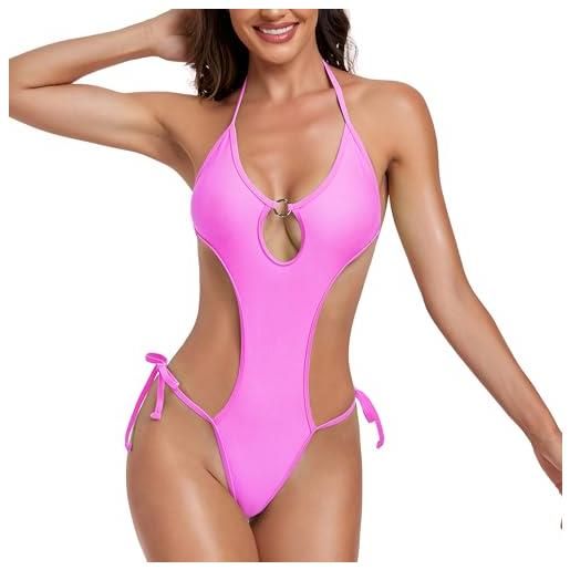 Costume Da Bagno Intero Donna Curvy Taglia 54 - Nero, Elegante Con Fascia | Perizoma Micro