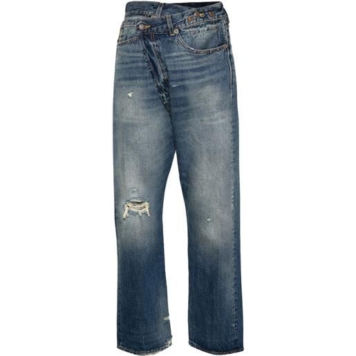 R13 jeans crossover skinny con effetto vissuto - blu