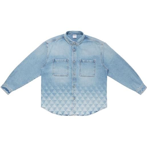 COUNTY OF MILAN giacca-camicia denim laser cross - blu