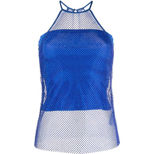 Patrizia Pepe top smanicato con strass - blu