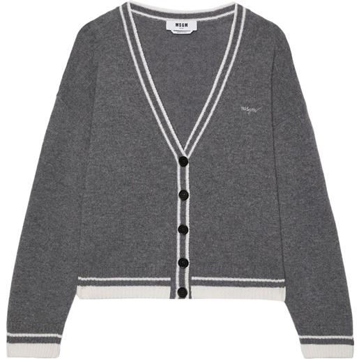 MSGM cardigan con ricamo - grigio