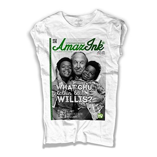 3styler t-shirt donna bianca il mio amico arnold different strokes - che cosa stai dicendo willis?- serie tv cult shirt - linea amazink - cotone fiammato (slub) 150 gr/mq (m, bianco)