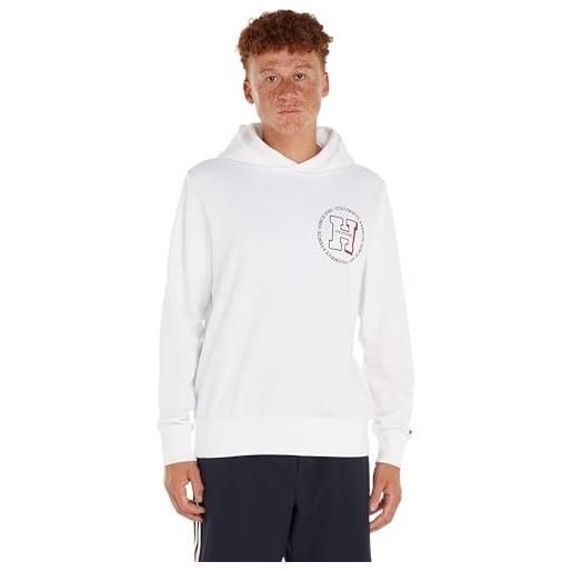 Tommy Hilfiger felpa uomo con cappuccio, bianco (white), xl