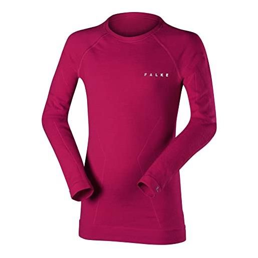 FALKE wool-tech k l/s sh lana filo funzionale asciugatura rapida 1 pezzo, maglia unisex - bambini, rosa berry 8284, 134-140