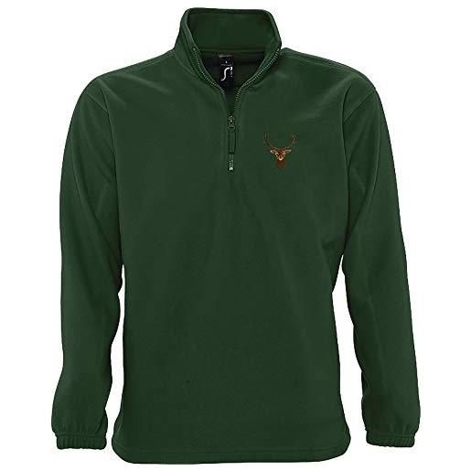 Baddery felpa in pile: cervo -regalo per i cacciatori - caccia uomo donne - sweatshirt fleece pullover outdoor - inverno caldo montagna - sport verde cervo army hunting cacciatore (xxl)