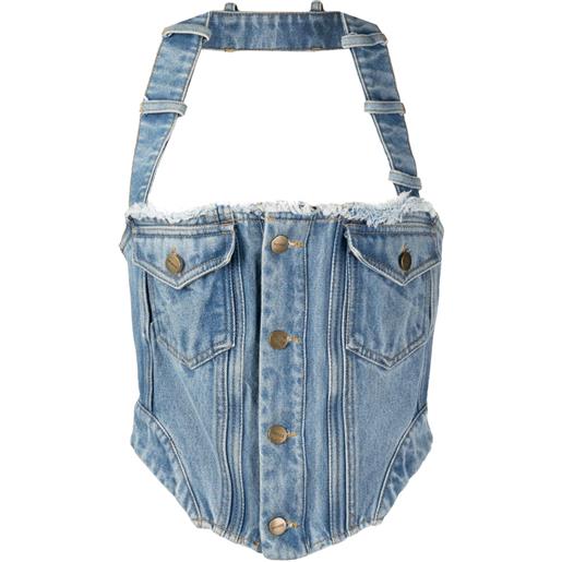 Monse corsetto denim con scollo all'americana - blu