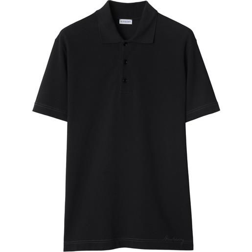 Burberry polo con ricamo - nero