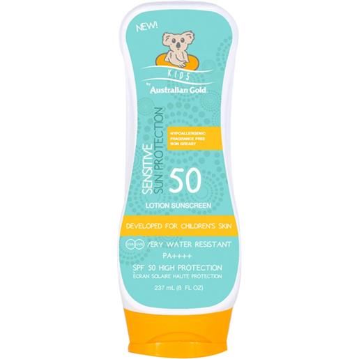 Australian Gold kids sensitive sun protection spf50 protezione solare bambini lozione