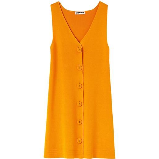 Jil Sander abito corto con scollo a v - arancione