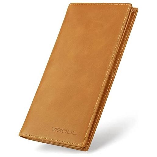 Grande Lungo Portafoglio Pochette Uomo in PU Pelle, 8 Slot