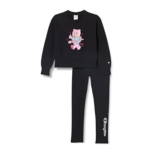 Champion legacy sweatsuits-powerblend graphic crewneck tuta sportiva, nero, 15-16 anni bambine e ragazze