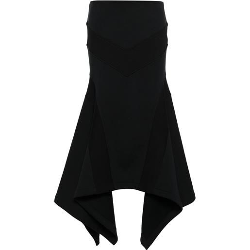 The Attico gonna midi asimmetrica in cotone - nero