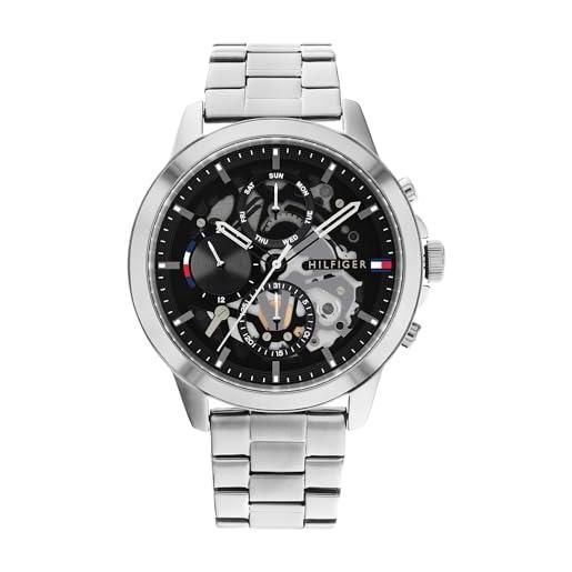 Tommy Hilfiger orologio analogico multifunzione al quarzo da uomo con cinturino in acciaio inossidabile argentato - 1710477