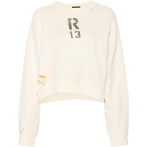 R13 felpa crop - toni neutri