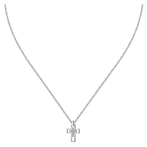 Morellato collana uomo in argento 925‰, zirconi, collezione tennis, croce - satt12