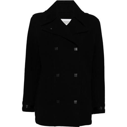 CHANEL Pre-Owned - cappotto sport line con logo 2005 - donna - lana/nylon - 42 - nero