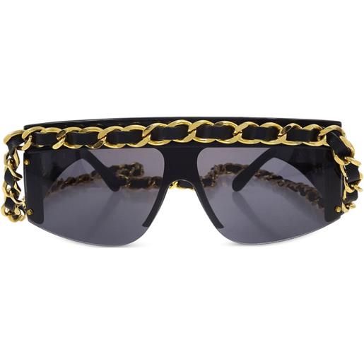 CHANEL Pre-Owned - occhiali da sole pre-owned anni '90-2000 - donna - acrilico/placcatura in oro - taglia unica - nero